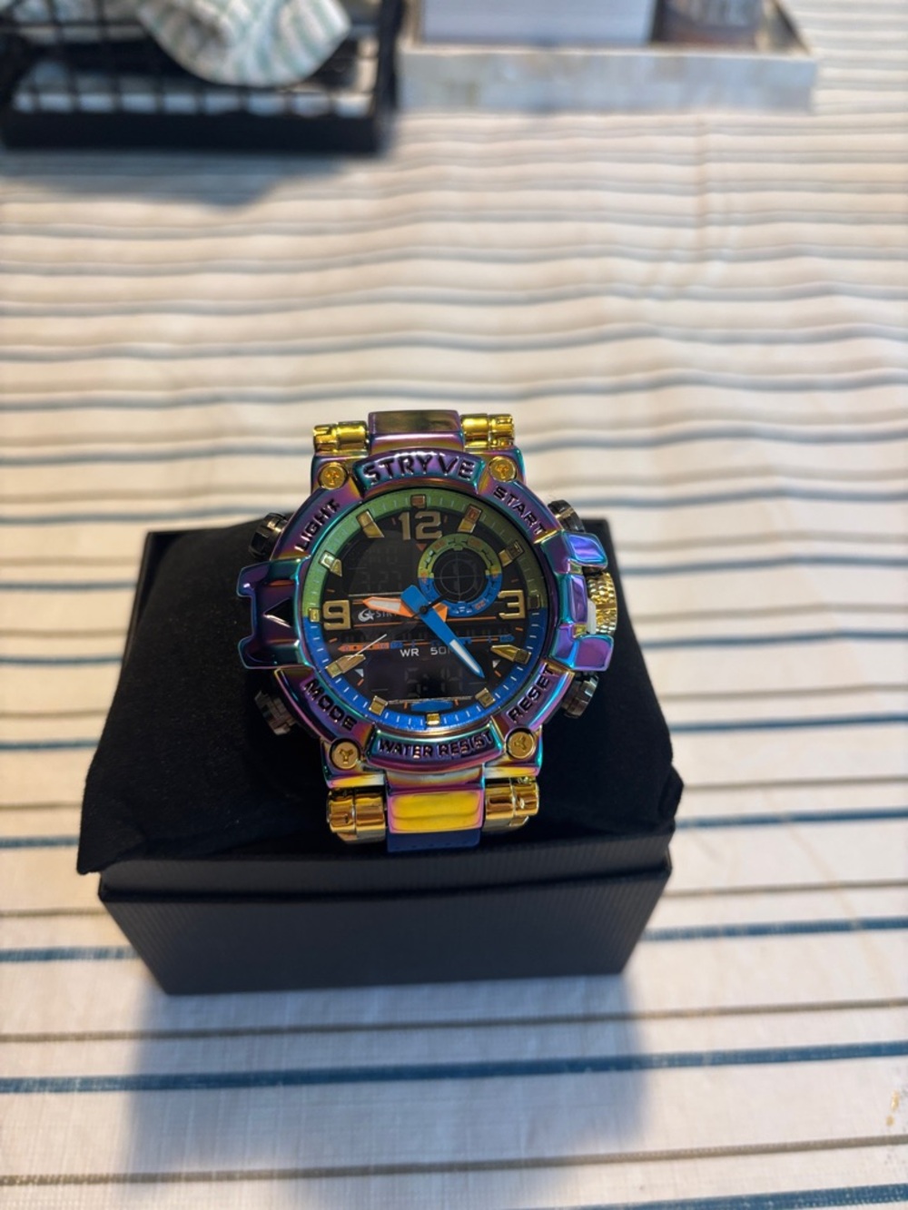 Men’s Multicolor Iridescent Sport Watch with Black Dial